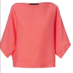 Bright salmon Zara basic linen T top